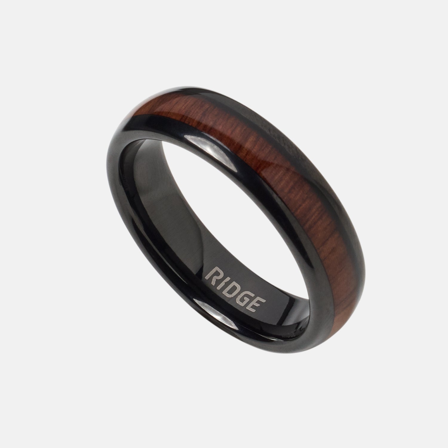 Ridge 6mm Rounded Ring Set - Mopane Wood