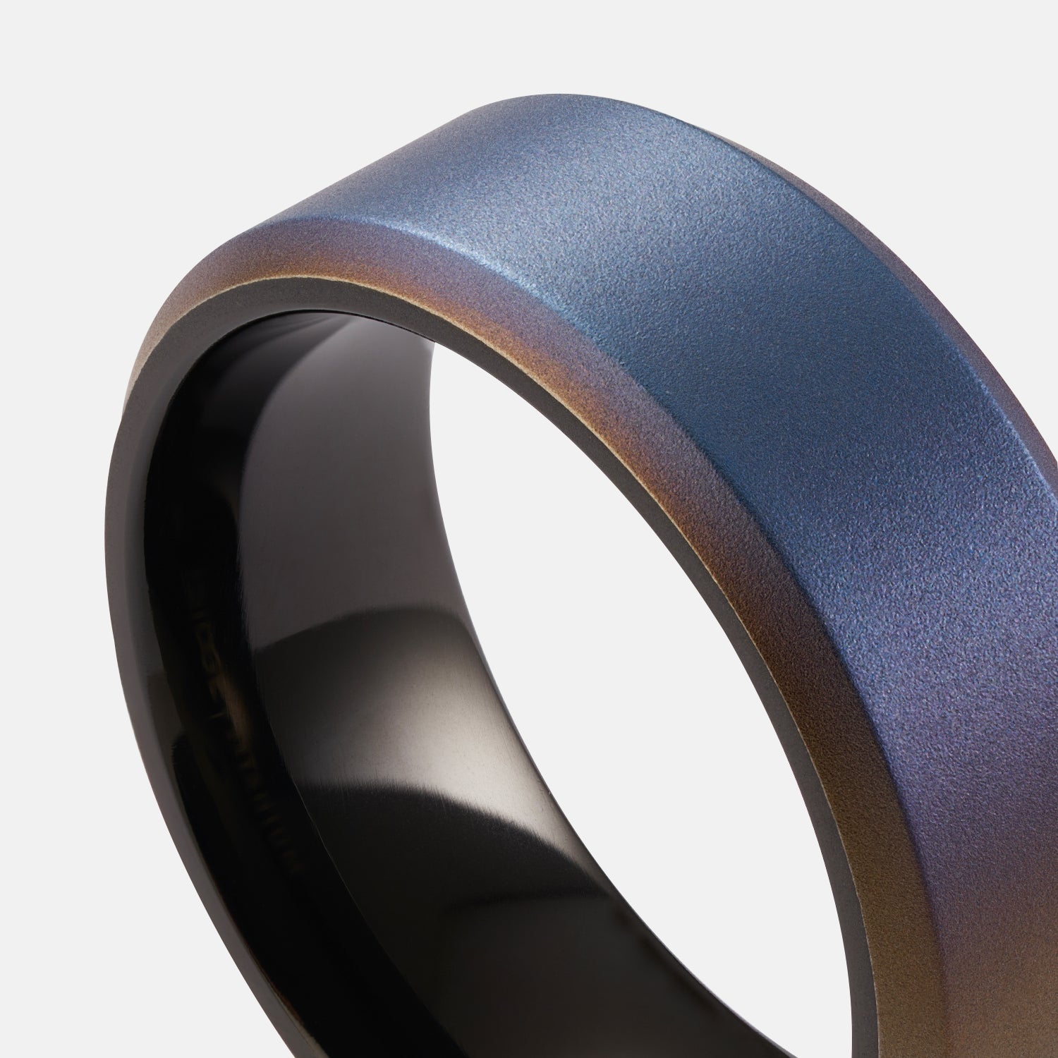 Ridge 8mm Beveled Ring Set - Burnt Titanium