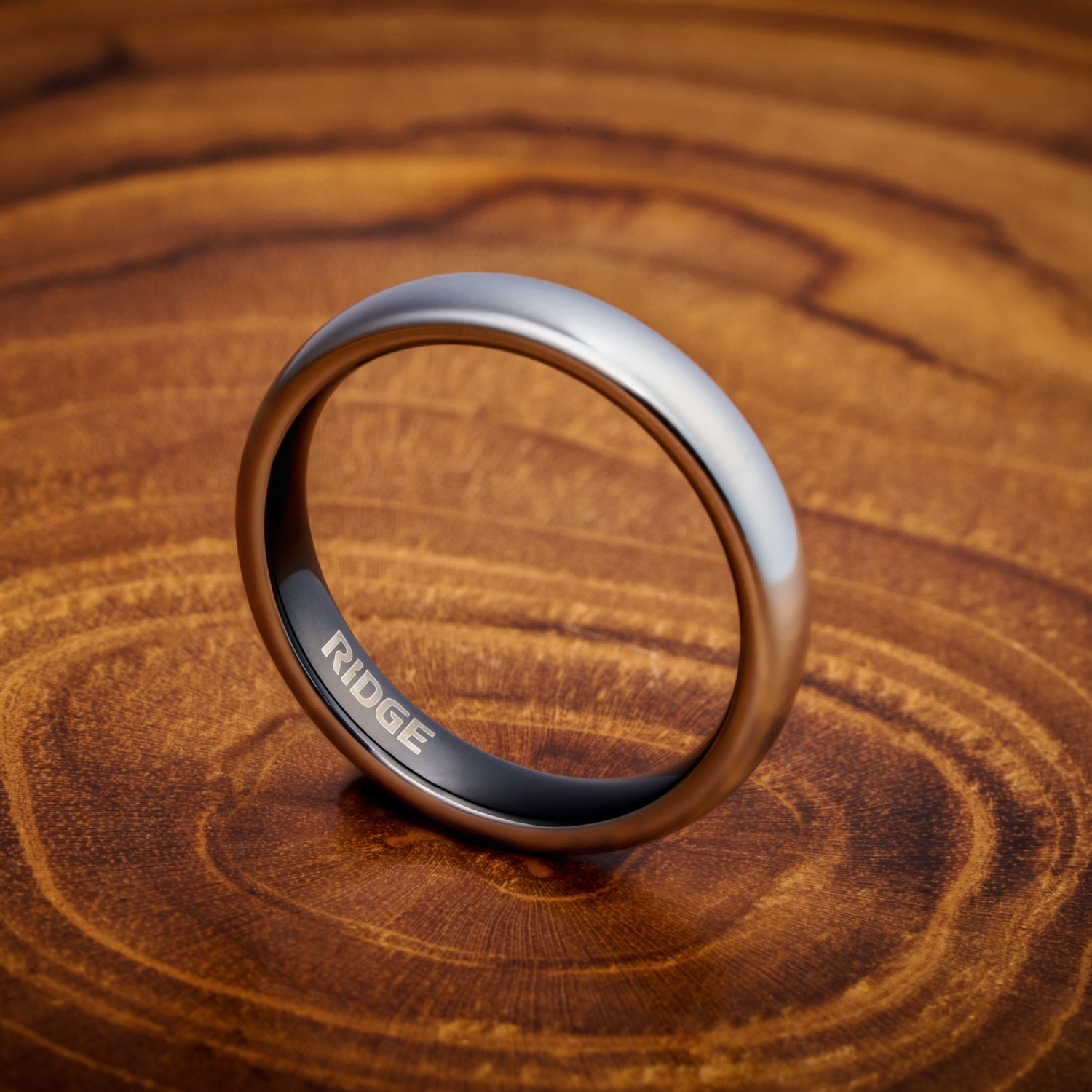 Ridge 4mm Rounded Ring Set - Platinum